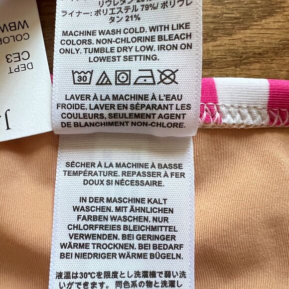 NWT J.Crew Factory Striped Mid-Rise Bikini Bottom Women's Size S Pink/White - Picture 5 of 7